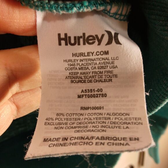 Hurley Buckle BKE hoodie mens M Medium teal long sleeve stripe hooded sweatshirt - Picture 8 of 8
